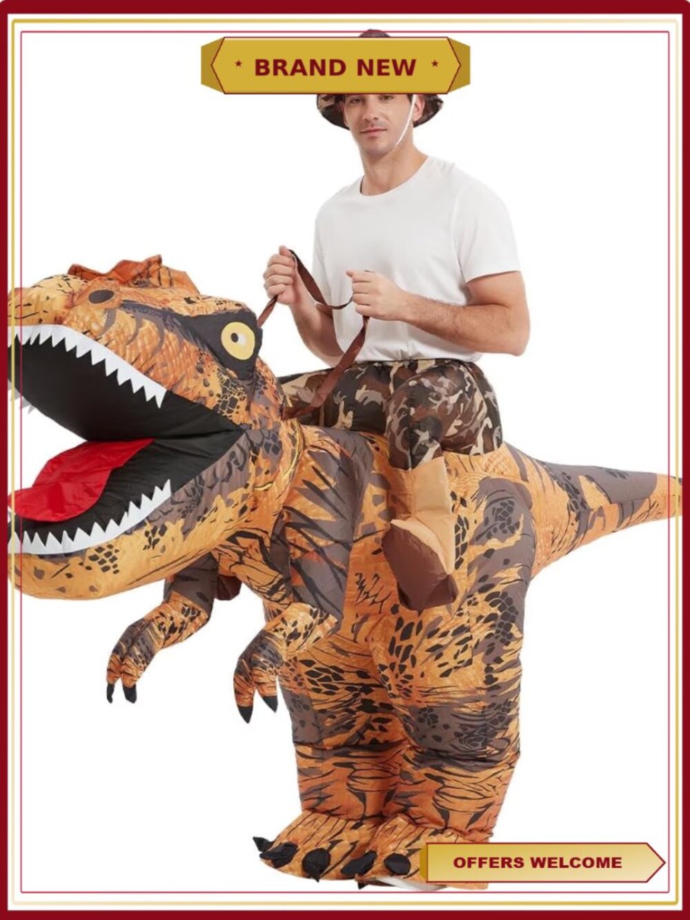 Inflatable Dinosaur Costume Adult Size Funny Halloween Party Cosplay